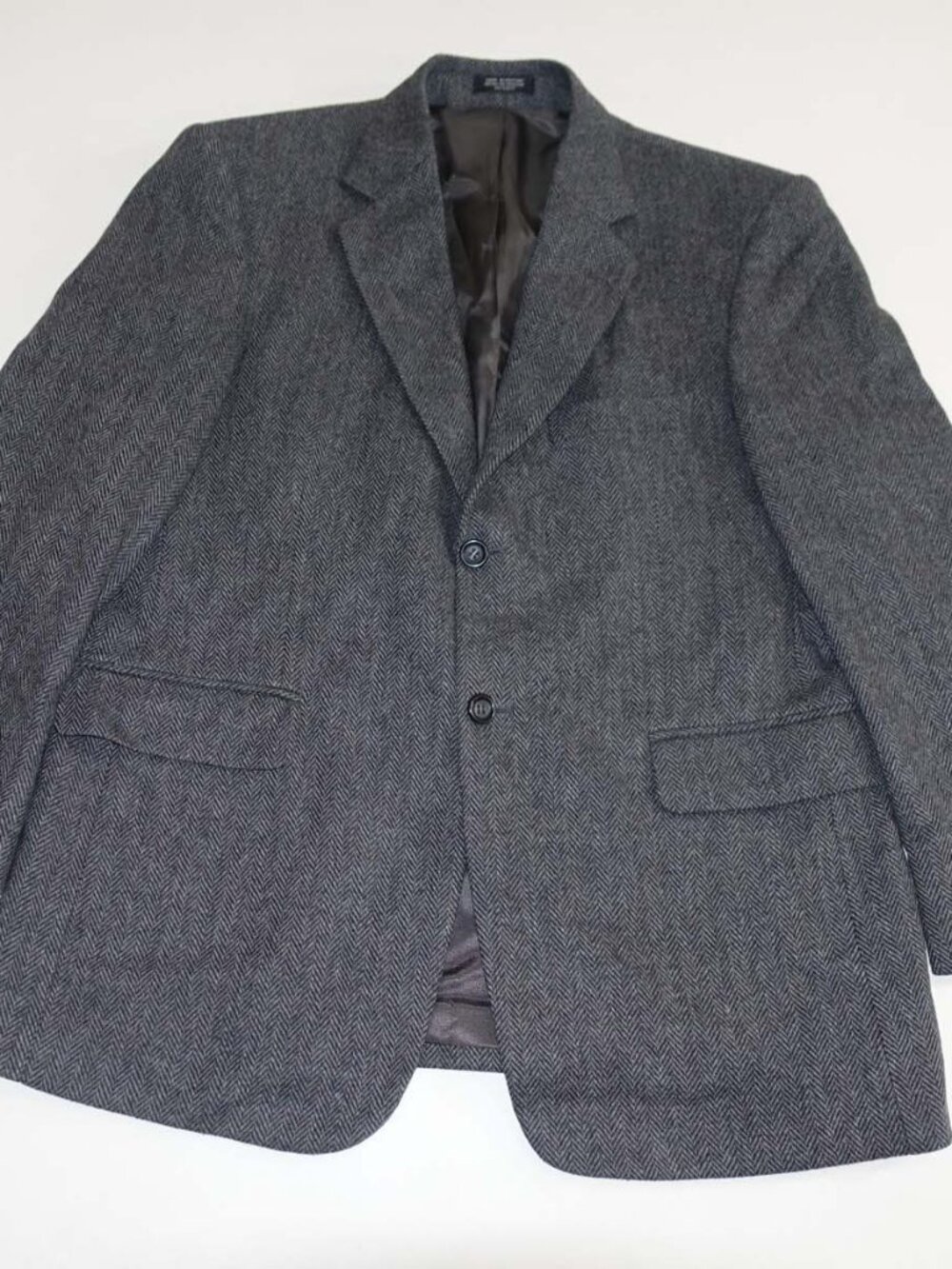 Stafford Men's Herringbone Sport Coat Size 40 Short Gray Tweed Wool jacket 40S